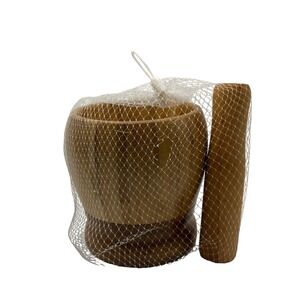 Bamboo Mortar Pestle Set Natural Wood Kitchen Grinder Tool Spice Herb Large